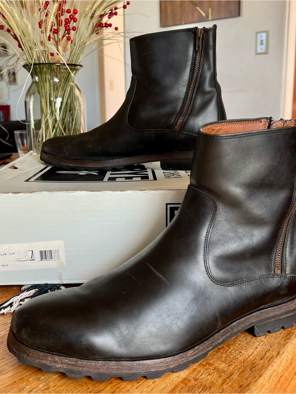 Frye Black Leather Side-Zip Chukka Boots